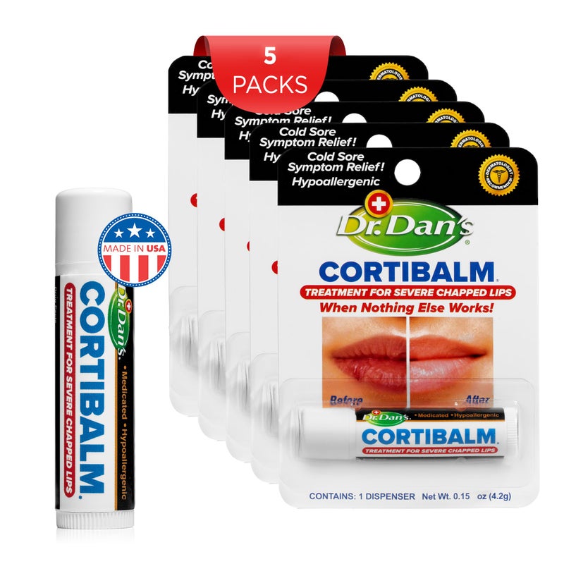 Dr. Dans Dr. Dan's Cortibalm-5 pack- for Dry Cracked Lips Healing Lip Balm for Severely Chapped Lips - Designed for Men, Women and Children - Image 3